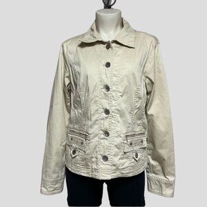 Point Zero Cream Button Down Cotton Jacket